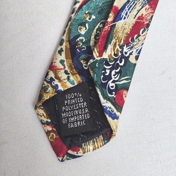 Vintage Christian Dior Monsieur Abstract Pattern Tie, Printed Polyester, 57.5" - Picture 3 of 8